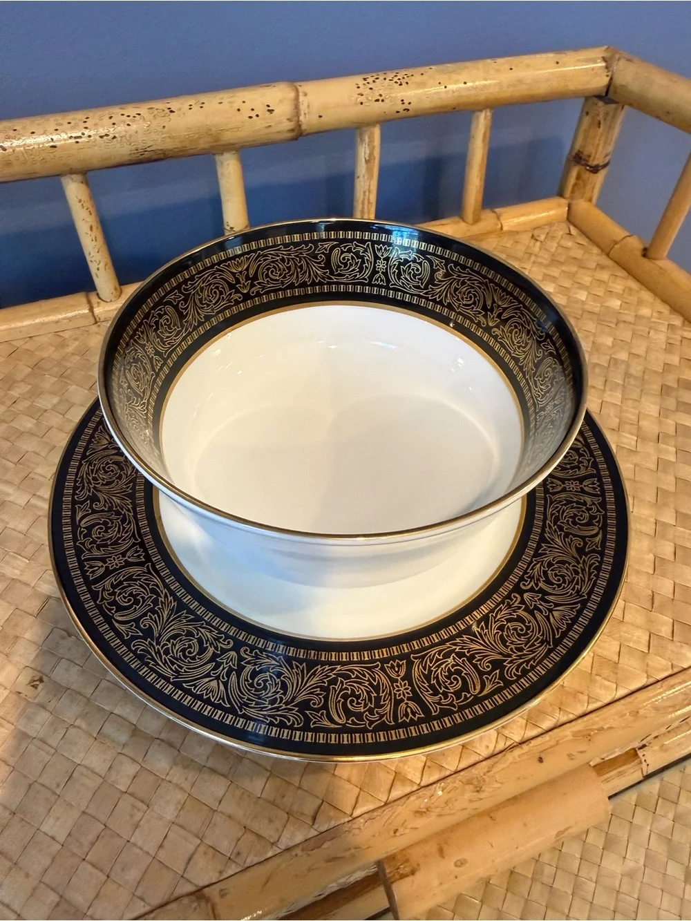 Vintage Mikasa Mount Holyoke Gravy Boat with Attached Plate
